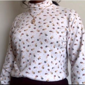 White Floral Turtleneck